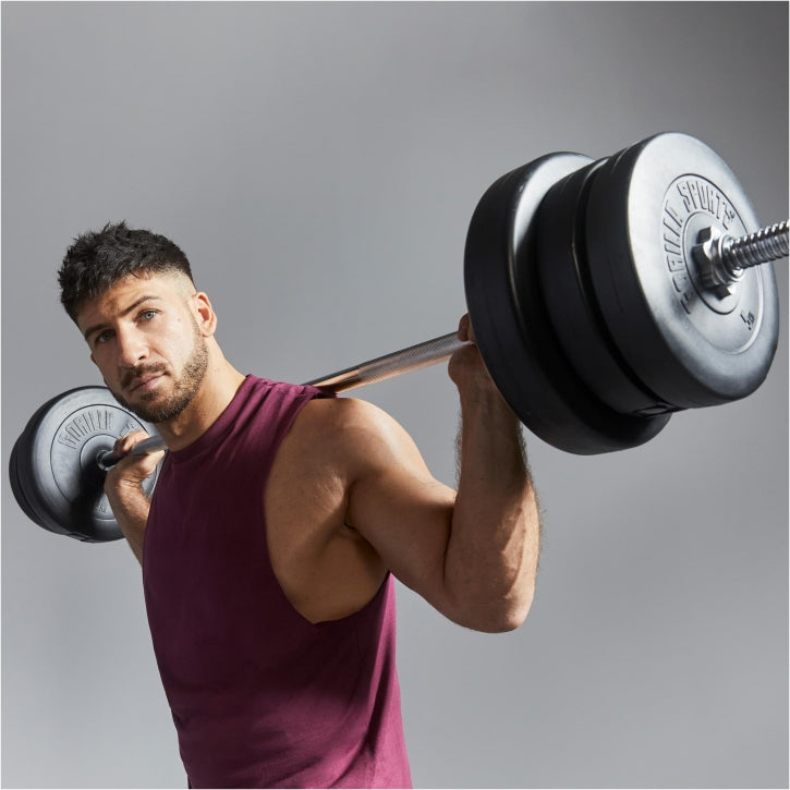 Vinilinis štangos rinkinys 100 kg su štanga ir hanteliais