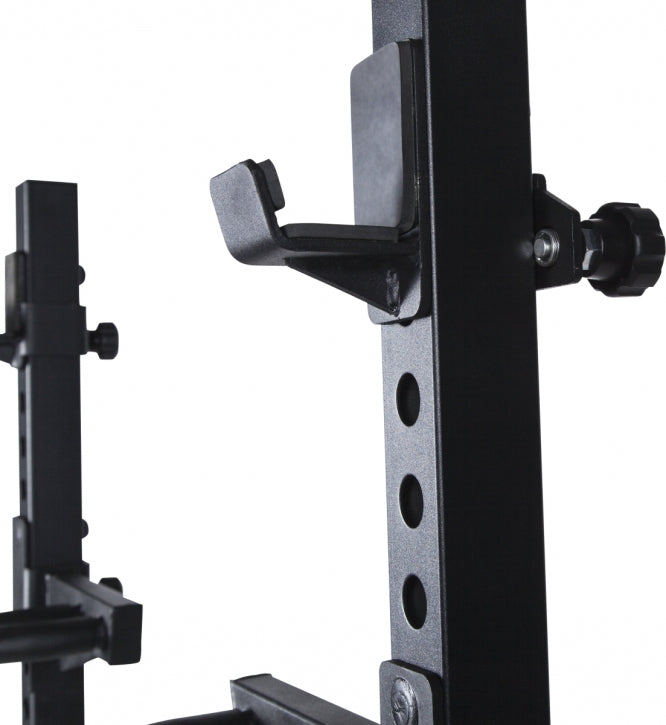 Half rack pritūpimų stovas ir 140 kg štangos rinkinys