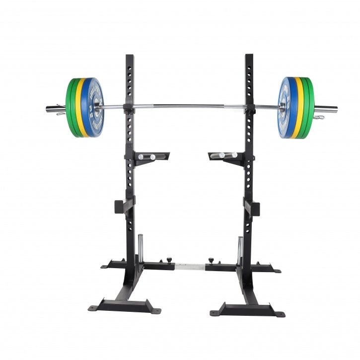 Half rack pritūpimų stovas ir 140 kg štangos rinkinys