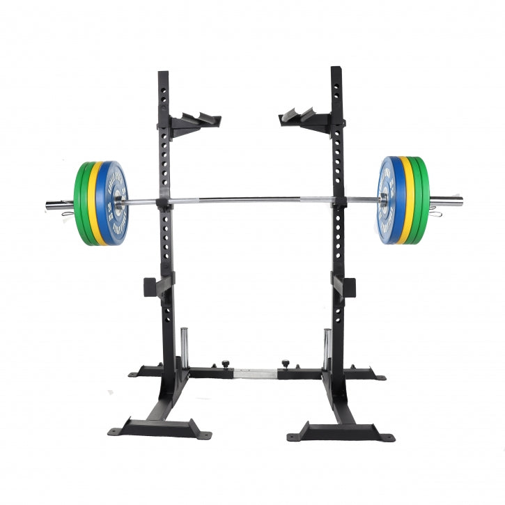 Half rack pritūpimų stovas ir 140 kg štangos rinkinys