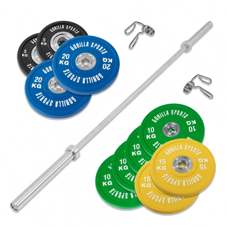 Half rack pritūpimų stovas ir 140 kg štangos rinkinys
