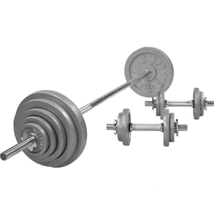 Štangos rinkinys 100 kg su ketaus svorio diskais