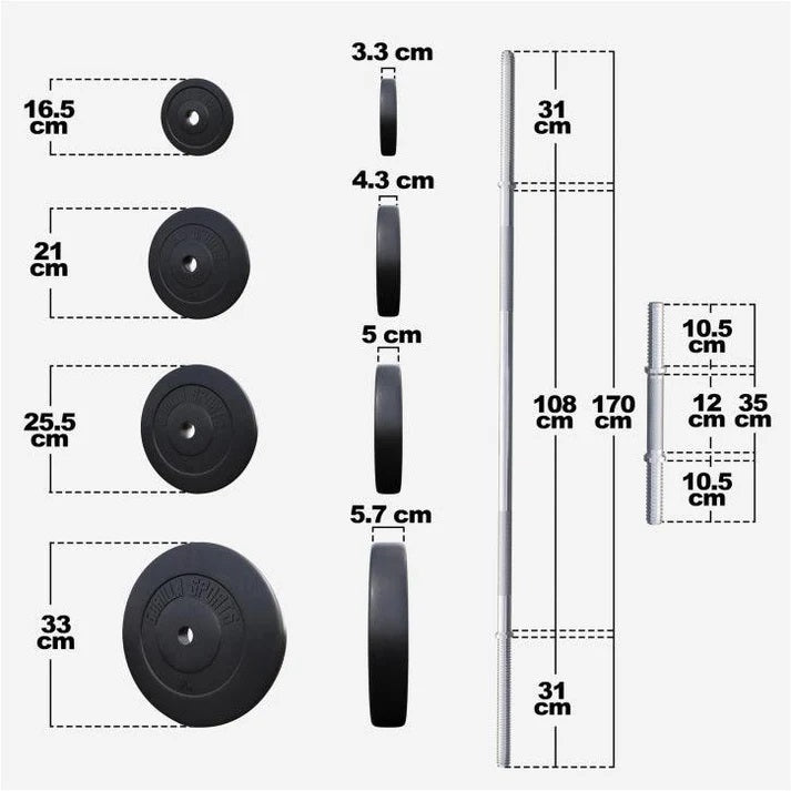 Vinilinis štangos rinkinys 70 kg su tiesiu grifu