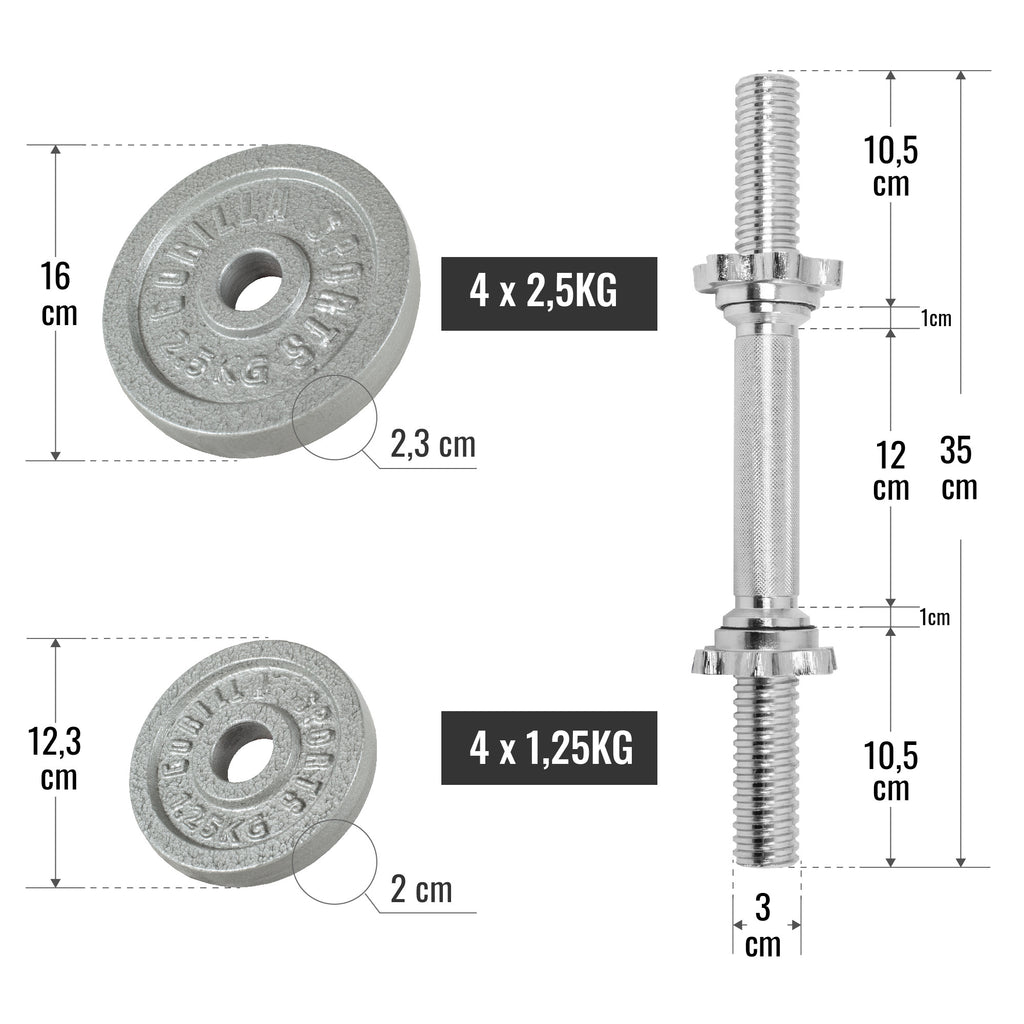 Ketaus hantelių rinkinys 20 kg