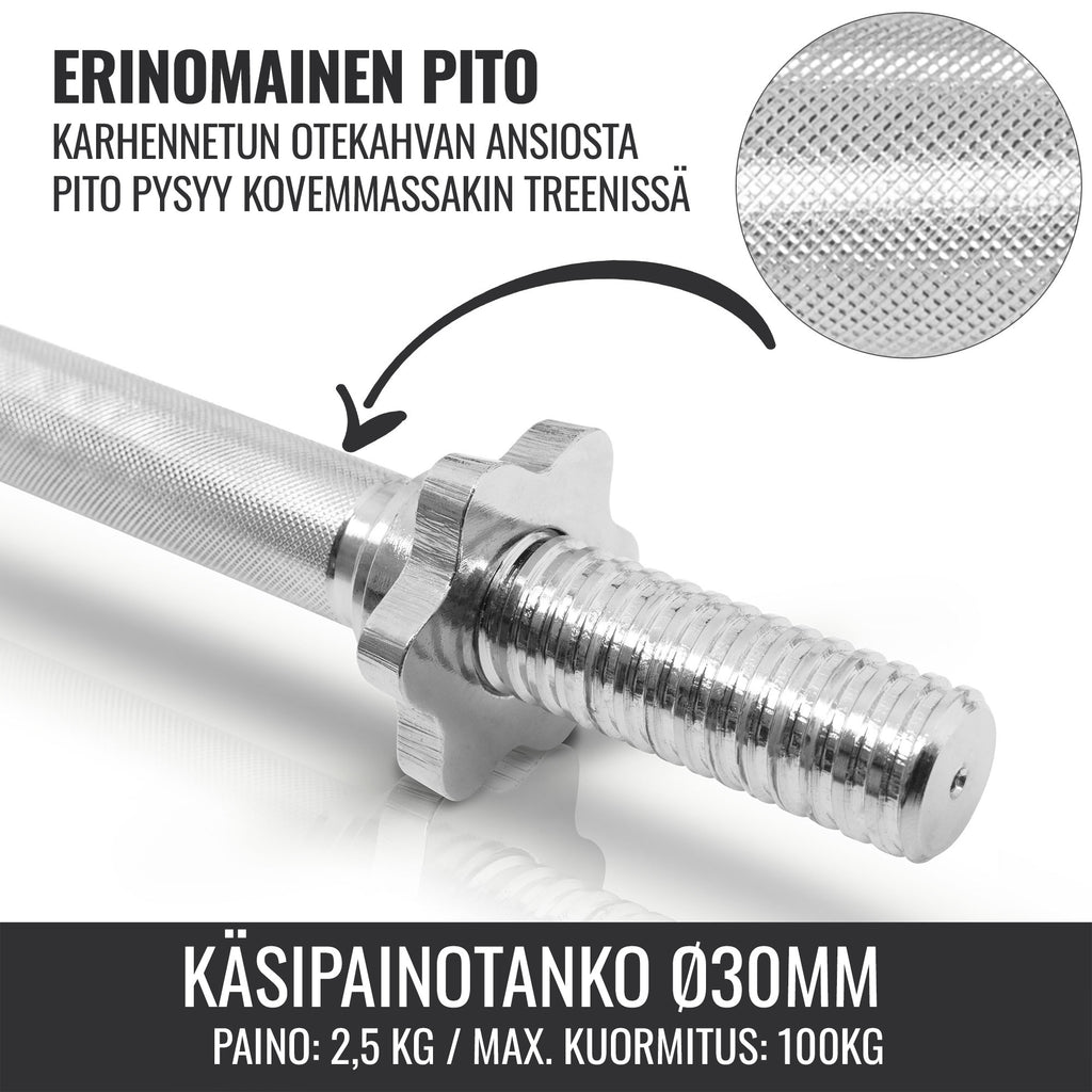 Guma dengtas hantelių rinkinys 30 kg