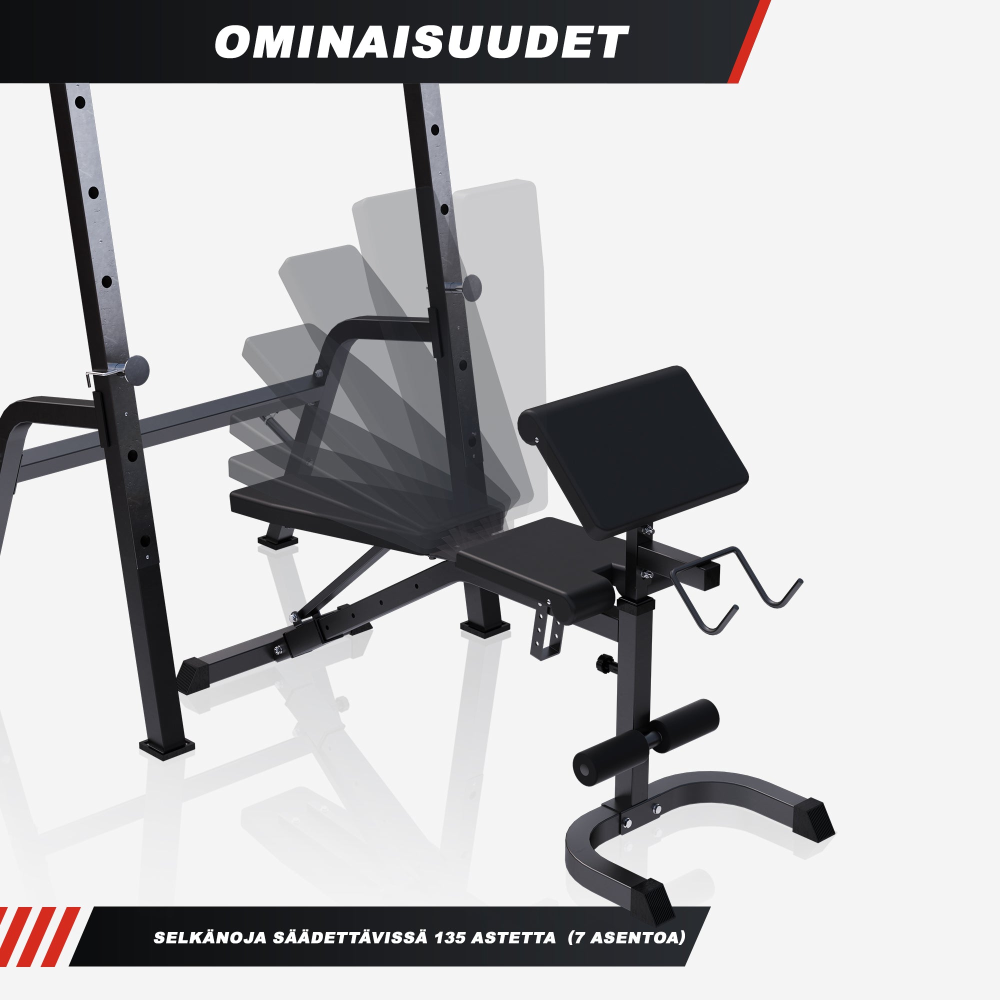 Reguliuojamas 5-in-1 svorių kilnojimo suoliukas, max 200 kg