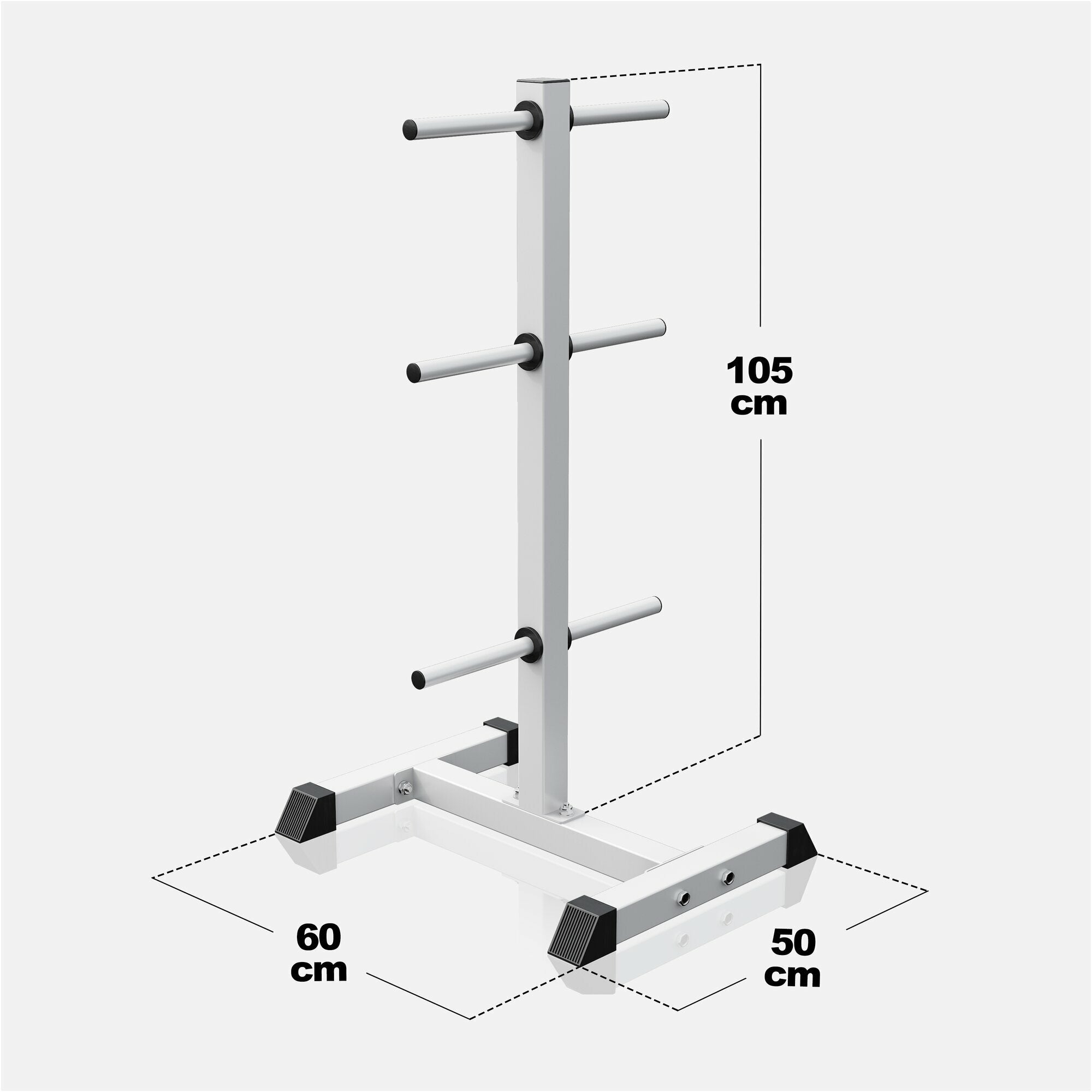 Vertikalus svorių diskų stovas 30 mm svorių diskams, baltas