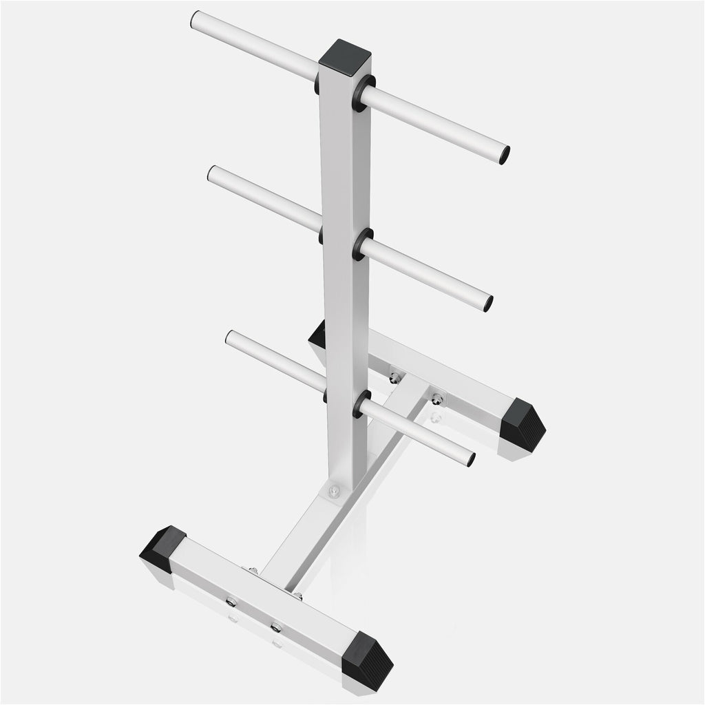 Vertikalus svorių diskų stovas 30 mm svorių diskams, baltas