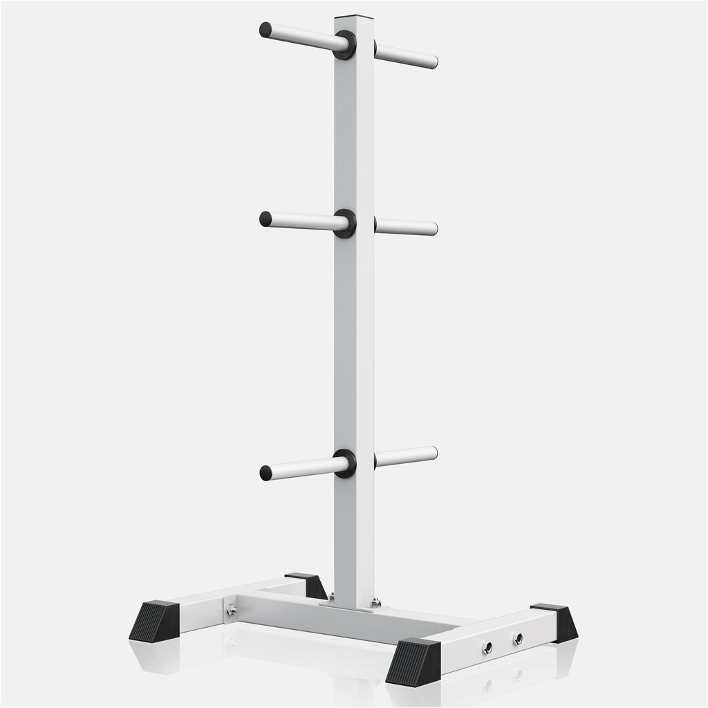 Vertikalus svorių diskų stovas 30 mm svorių diskams, baltas