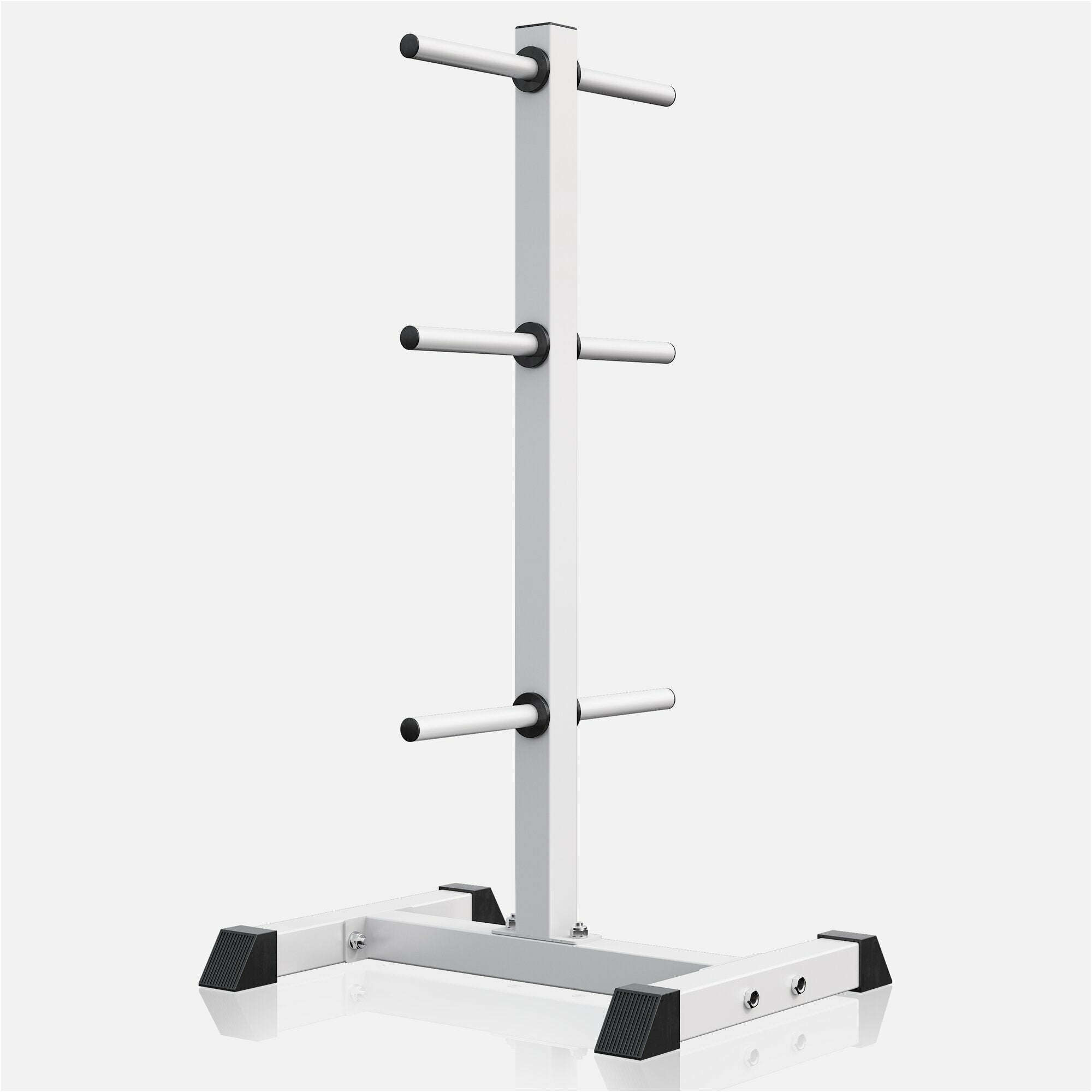 Vertikalus svorių diskų stovas 30 mm svorių diskams, baltas