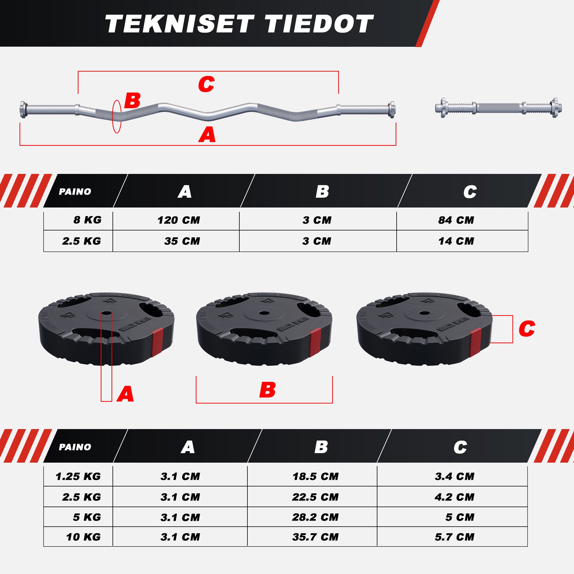 Vinilinis Tri Grip štangos rinkinys 70 kg