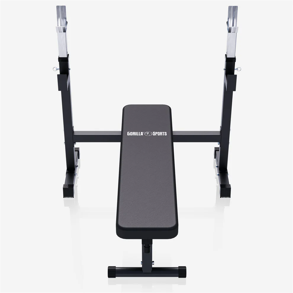 Sulankstomas svorių suolelis + 70 kg štangos rinkinys