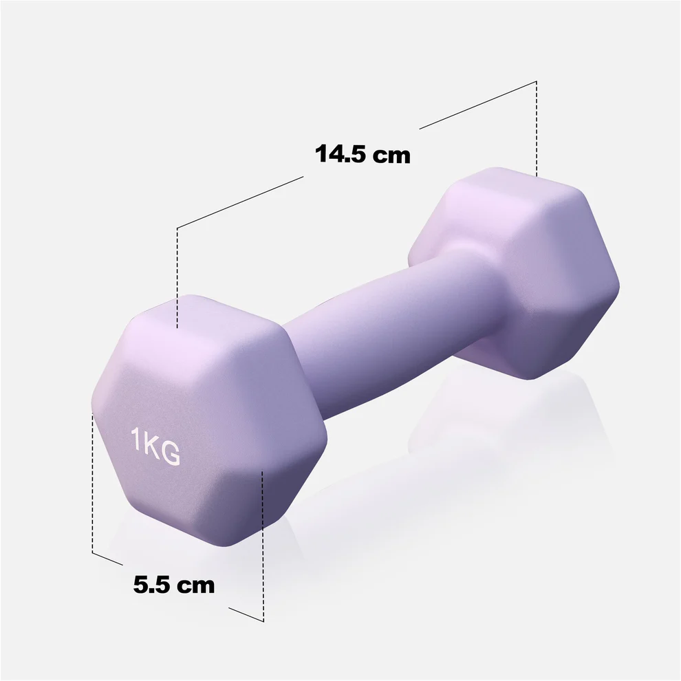 Neopreniniai hanteliai 1 kg / 2 vnt., violetiniai