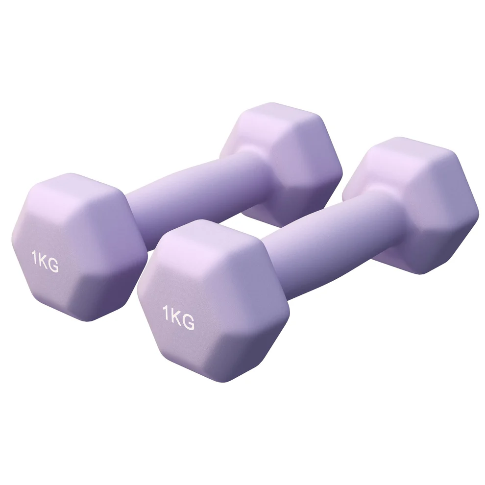 Neopreniniai hanteliai 1 kg / 2 vnt., violetiniai