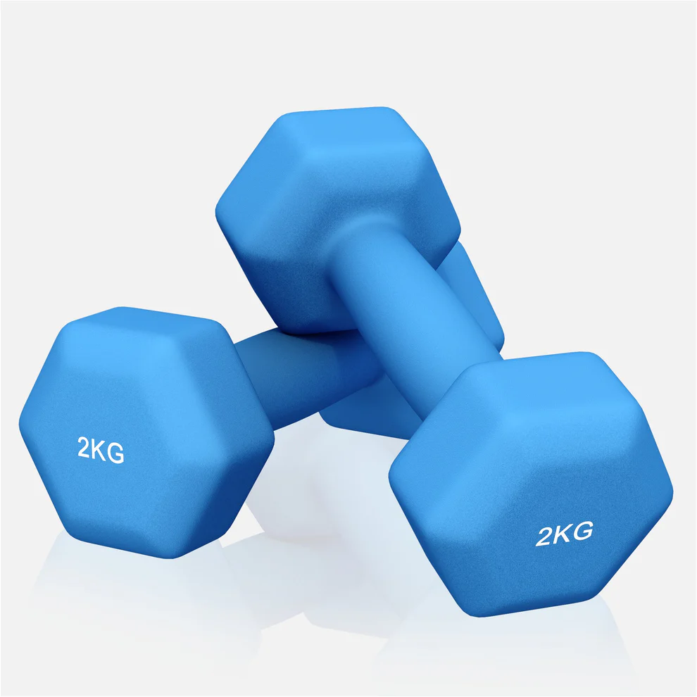 Neopreniniai hanteliai 2 kg / 2 vnt., mėlyni
