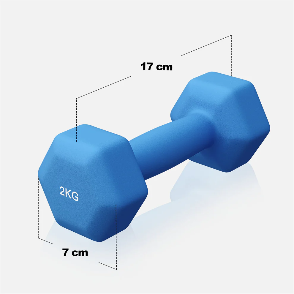 Neopreniniai hanteliai 2 kg / 2 vnt., mėlyni