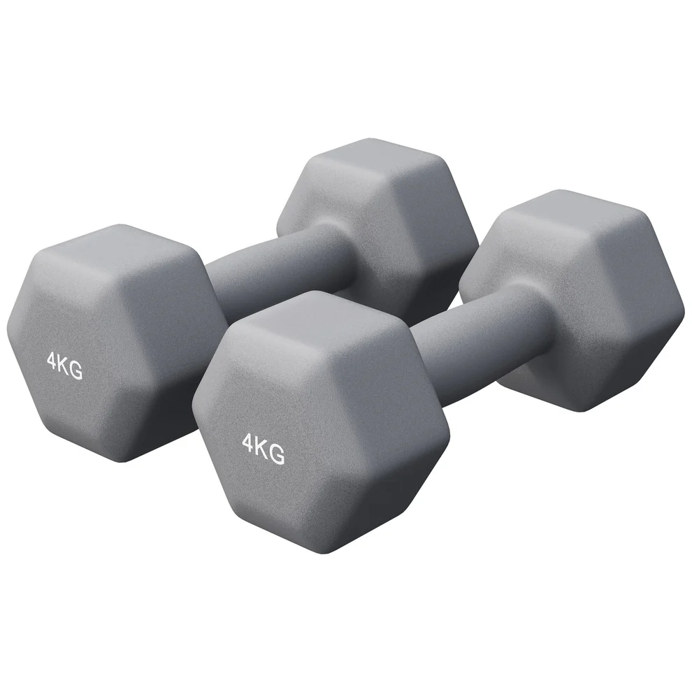 Neopreniniai hanteliai 4 kg, 2 vnt., pilki