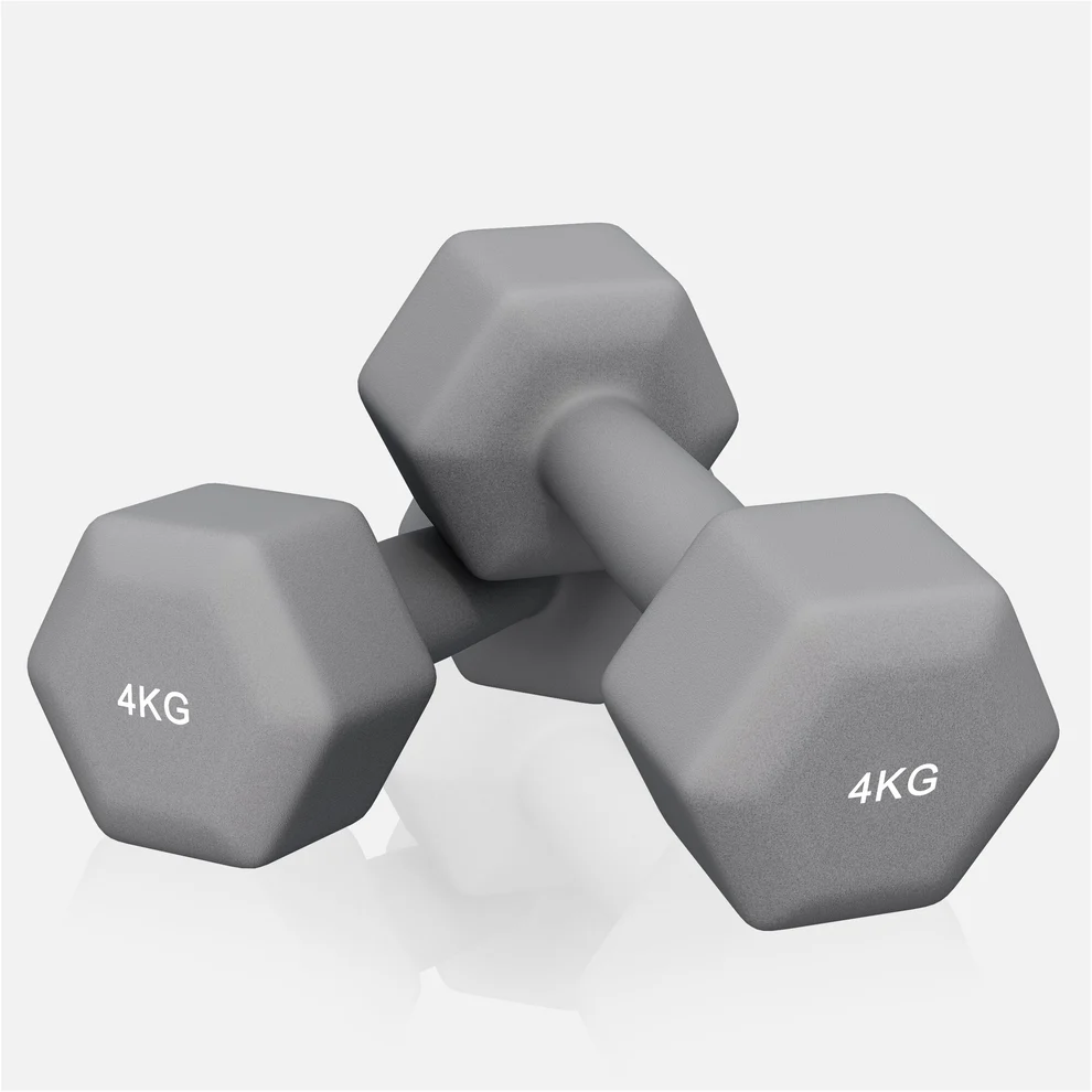 Neopreniniai hanteliai 4 kg, 2 vnt., pilki