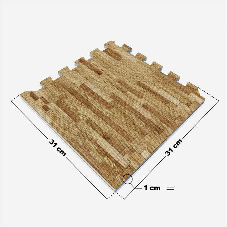 EVA apsauginis kilimėlis 18 dalių + kraštinės dalys 30 x 30 cm, medžio rašto