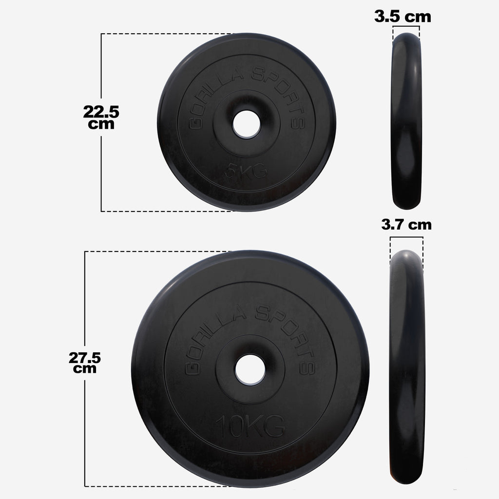 Guminiai svorių diskai 2 x 5 kg + 2 x 10 kg, 30 mm
