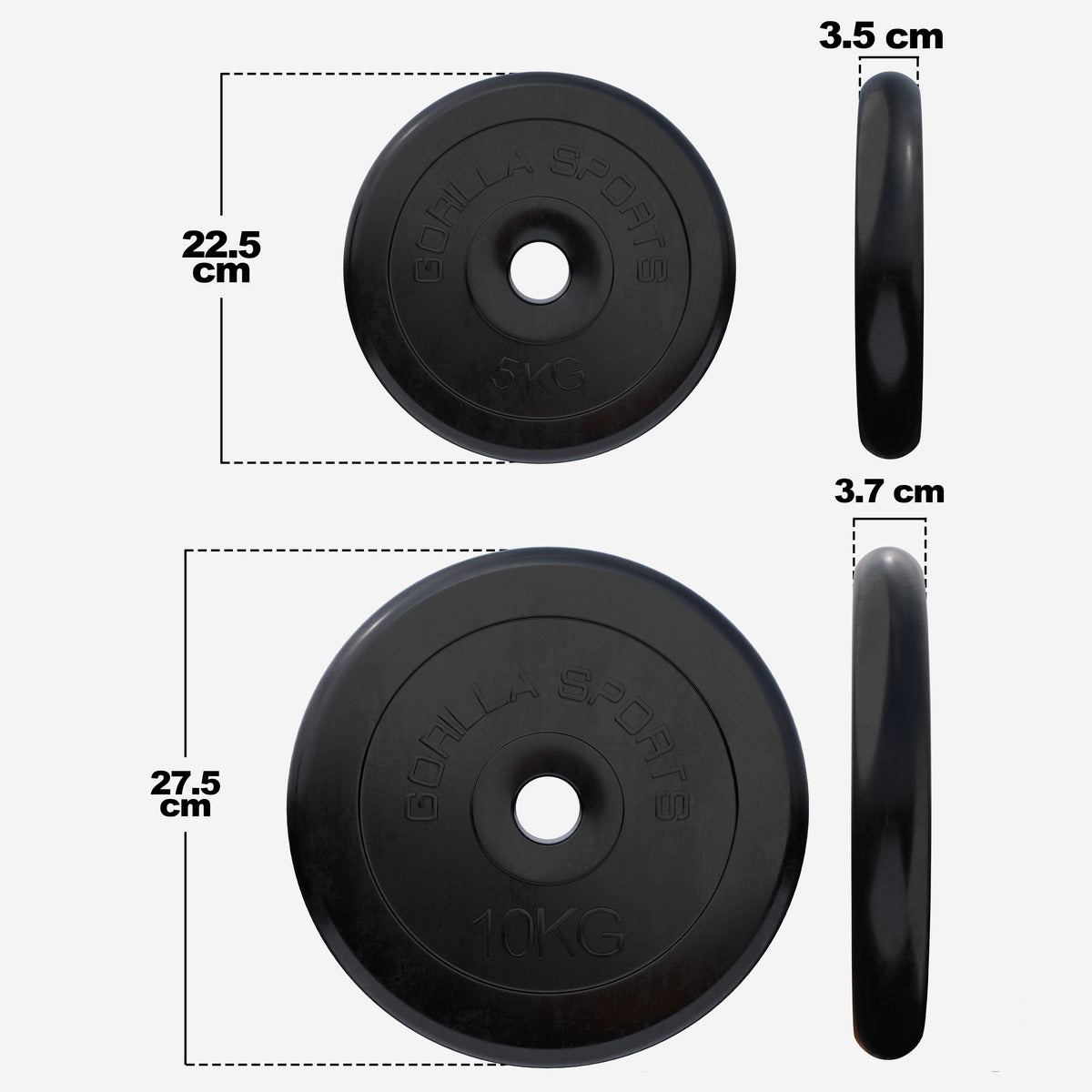 Guminiai svorių diskai 2 x 5 kg + 2 x 10 kg, 30 mm