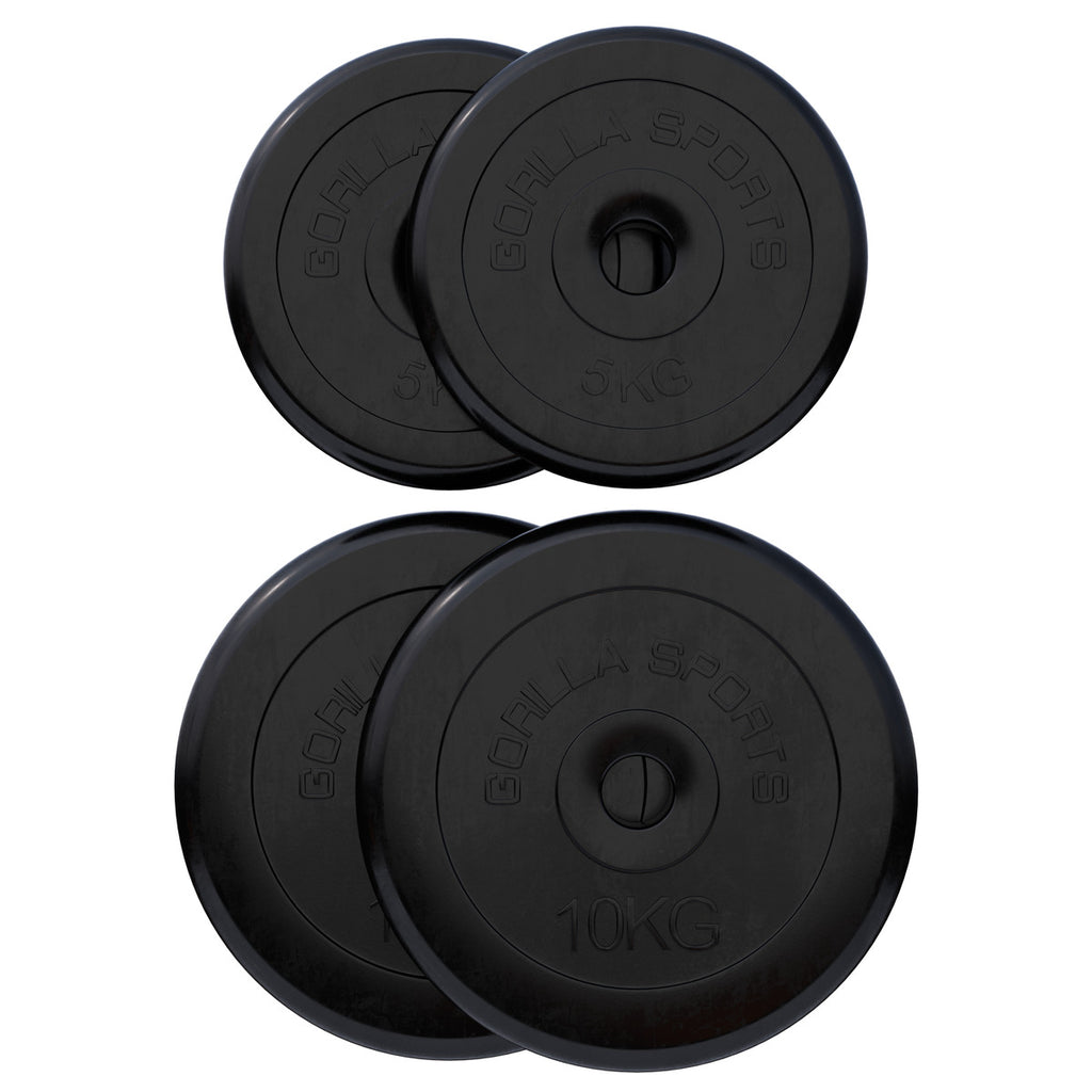 Guminiai svorių diskai 2 x 5 kg + 2 x 10 kg, 30 mm