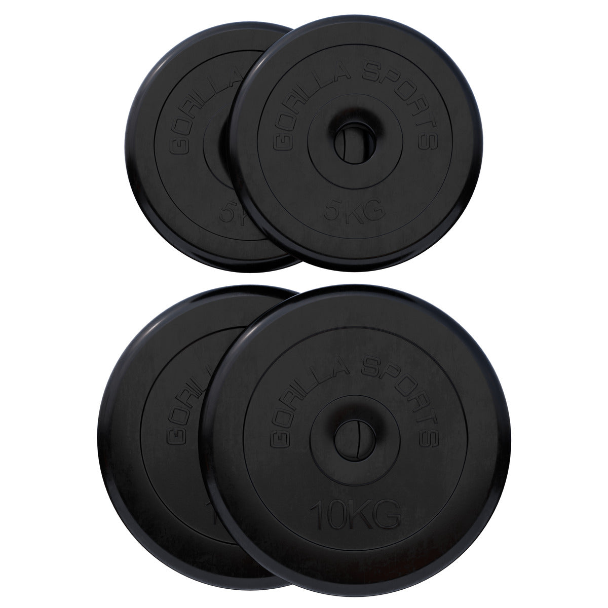 Guminiai svorių diskai 2 x 5 kg + 2 x 10 kg, 30 mm