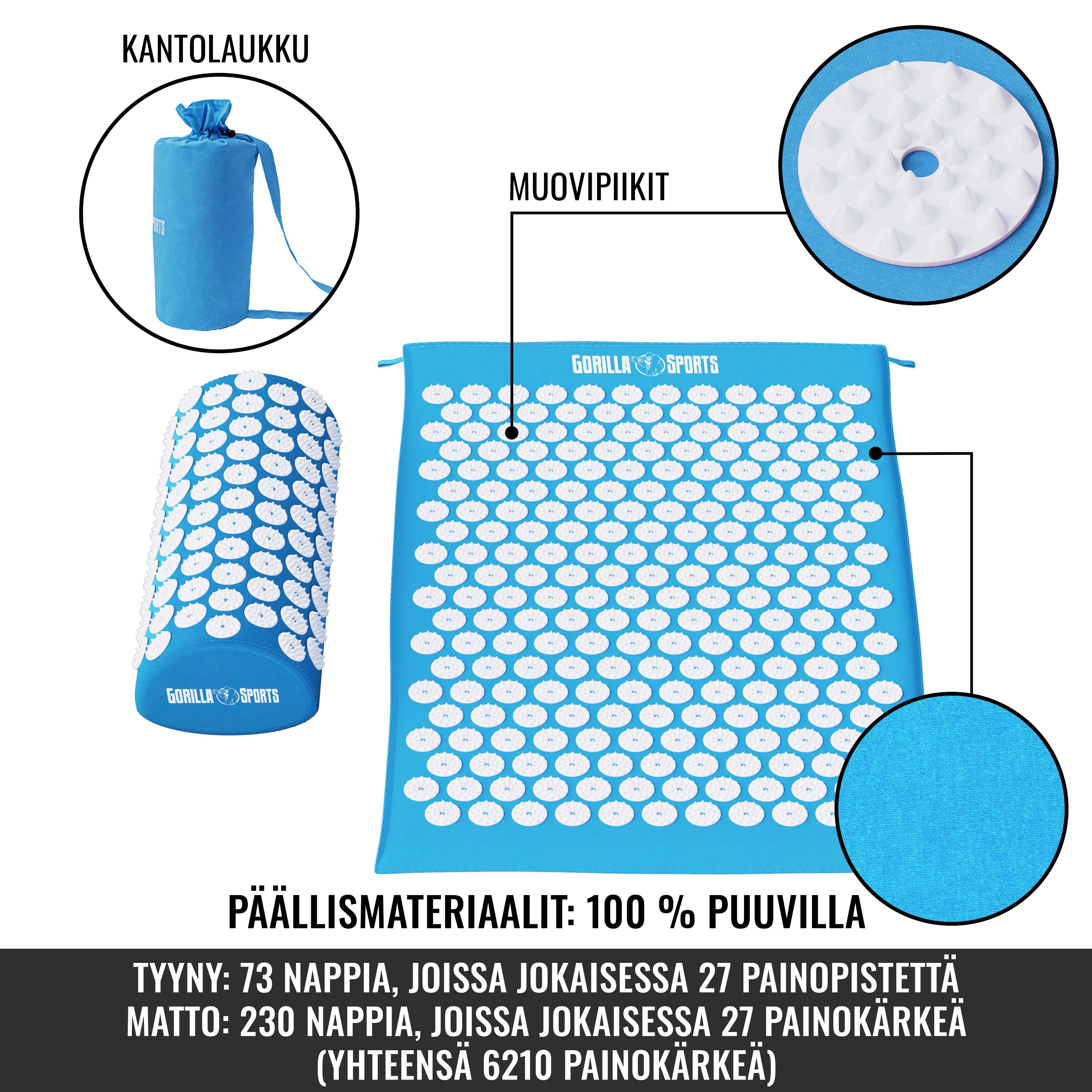 Akupresūros kilimėlis ir pagalvė su nešimo krepšiu