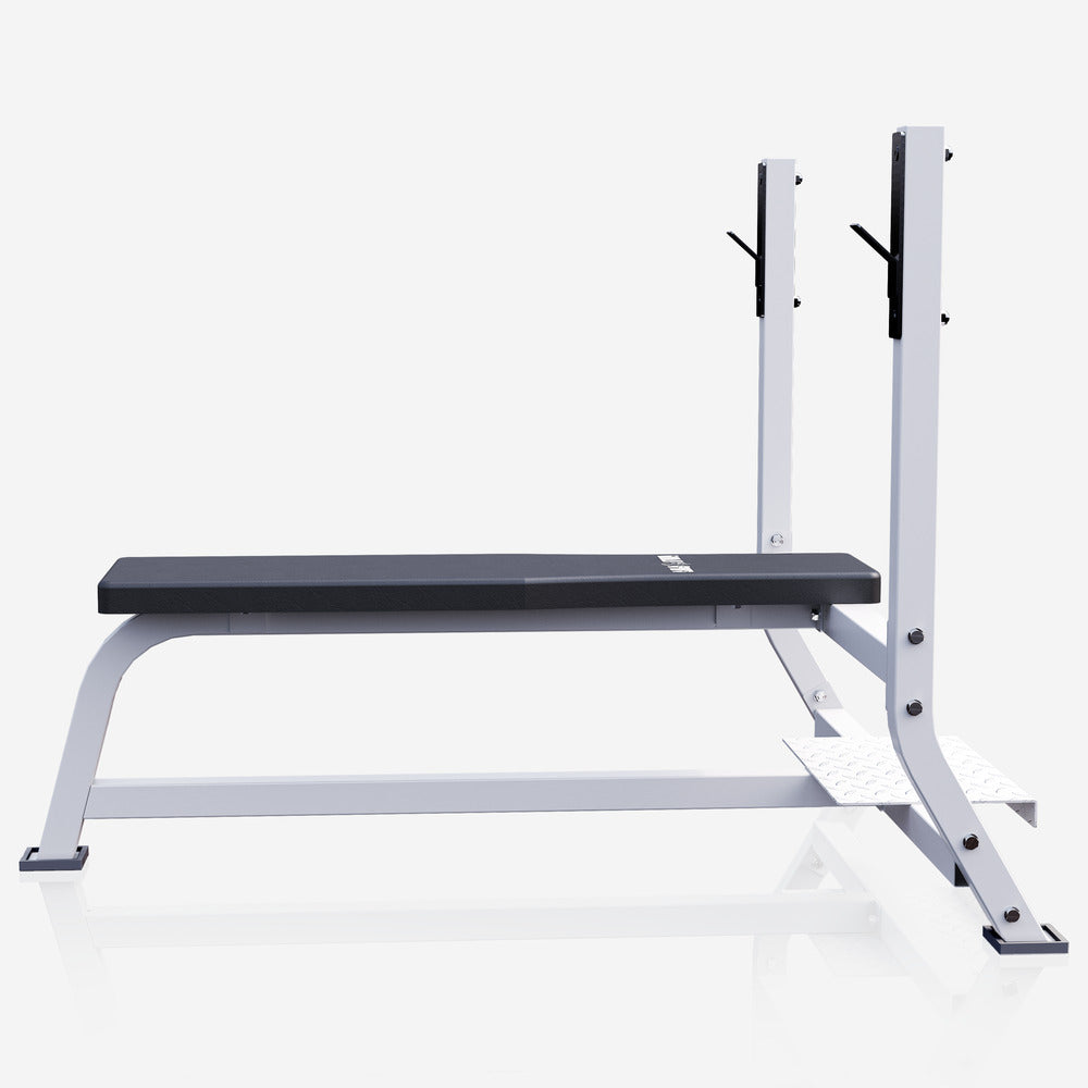 Platus štangos spaudimo suoliukas max 250 kg, baltas