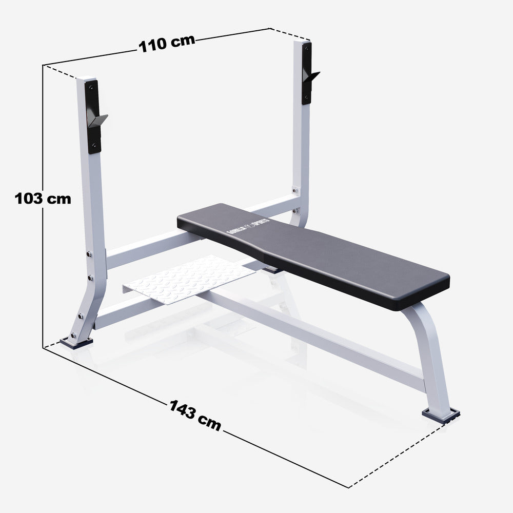 Platus štangos spaudimo suoliukas max 250 kg, baltas