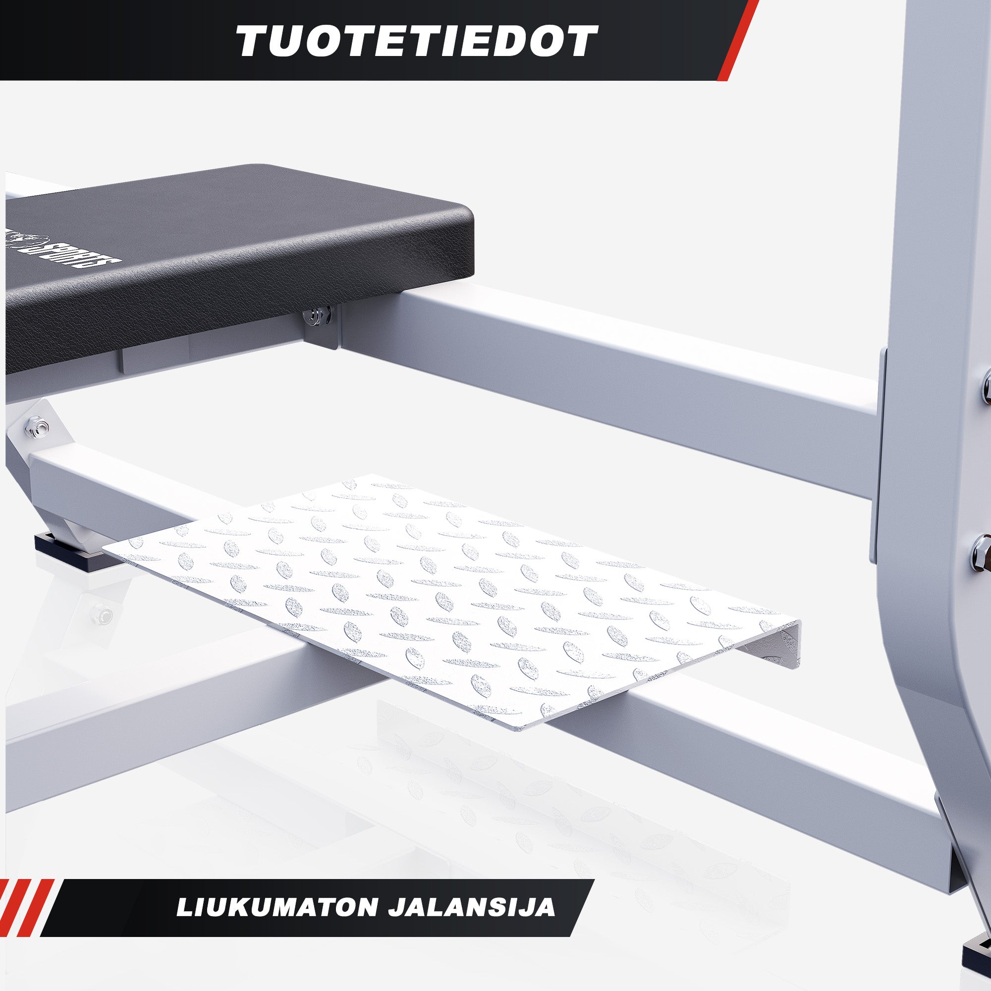 Platus štangos spaudimo suoliukas max 250 kg, baltas