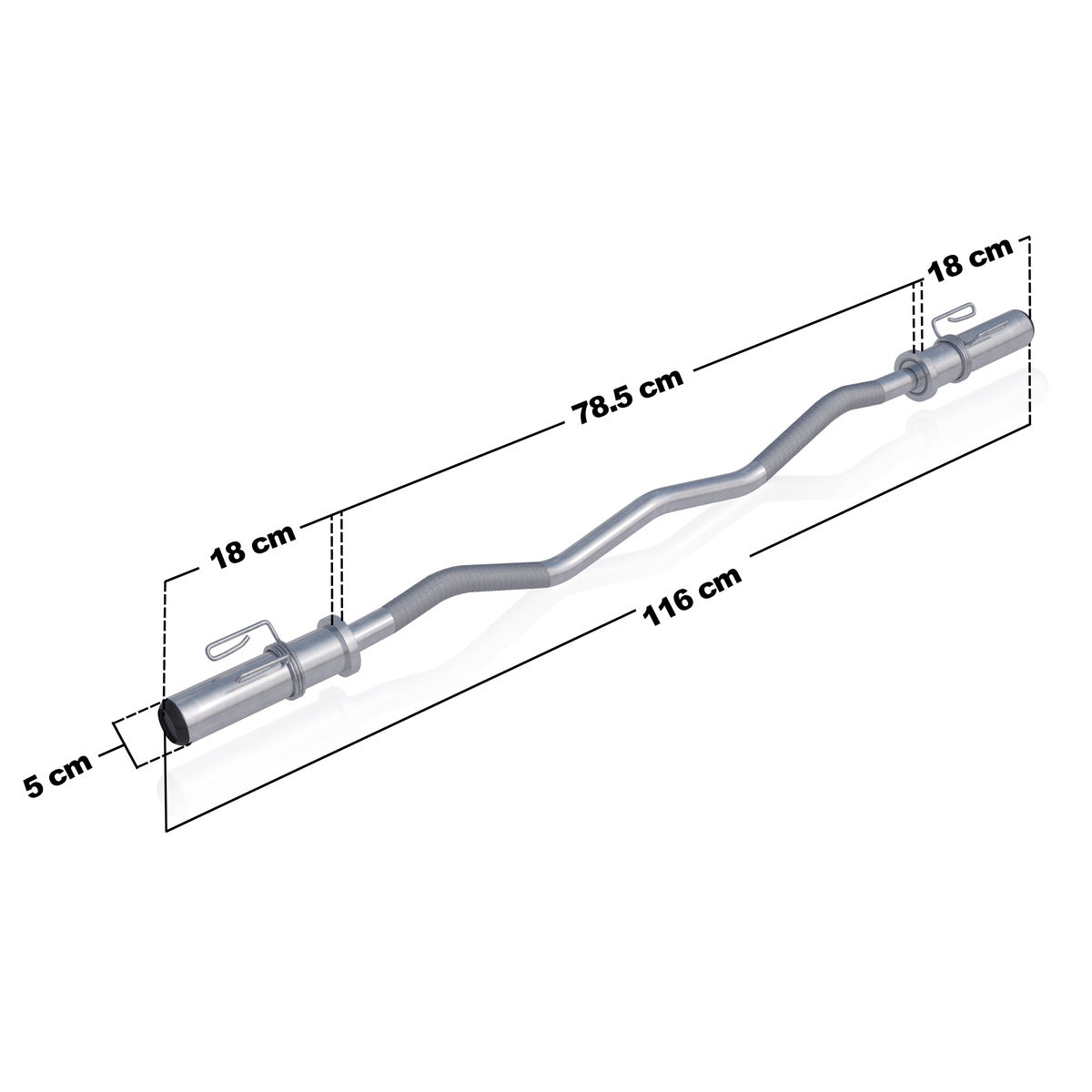 EZ lenkta štanga 120 cm su spyruokliniais užraktais, 50 mm