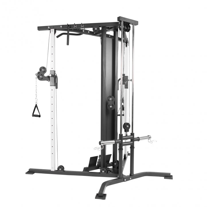 Kryžminė skriemulių sistema ir apatinė skriemulių sistema su prisitraukimų skersiniu
