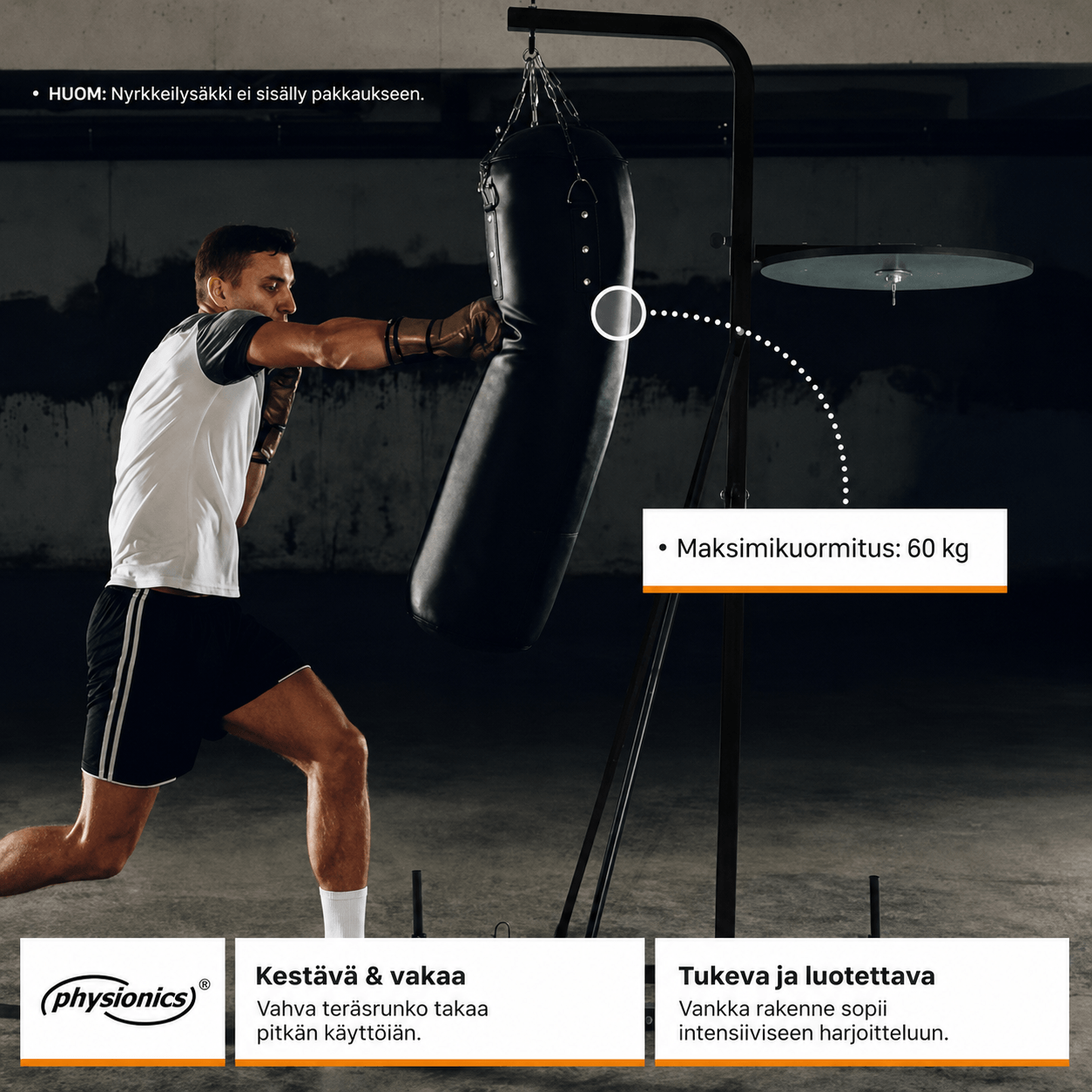 2-in-1 bokso maišo stovas su greičio kriaušės platforma