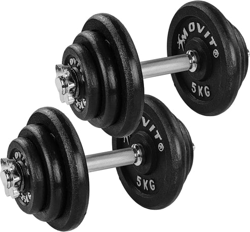 Hantelių rinkinys 20–60 kg su ketaus diskais ir 30 mm grifais