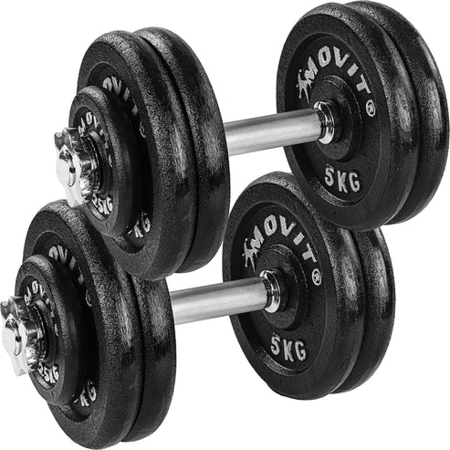 Hantelių rinkinys 20–60 kg su ketaus diskais ir 30 mm grifais