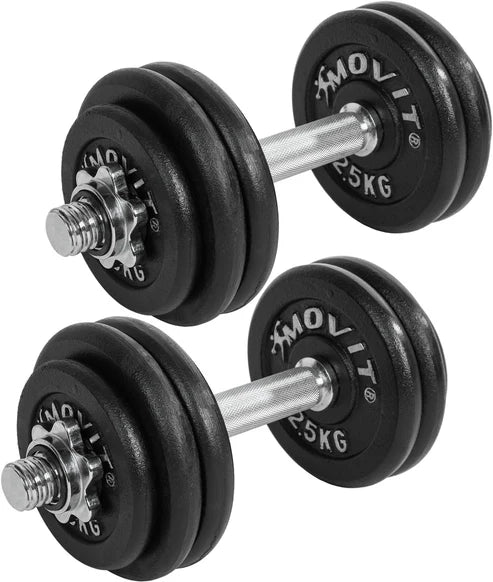 Hantelių rinkinys 20–60 kg su ketaus diskais ir 30 mm grifais