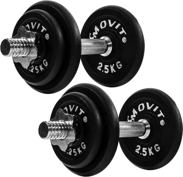 Hantelių rinkinys 20–60 kg su ketaus diskais ir 30 mm grifais