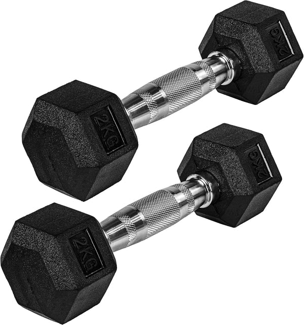 Hexagon hantelių pora 4–60 kg su gumine danga