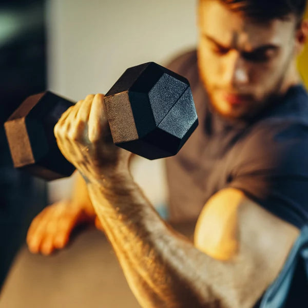 Hexagon hantelių pora 4–60 kg su gumine danga