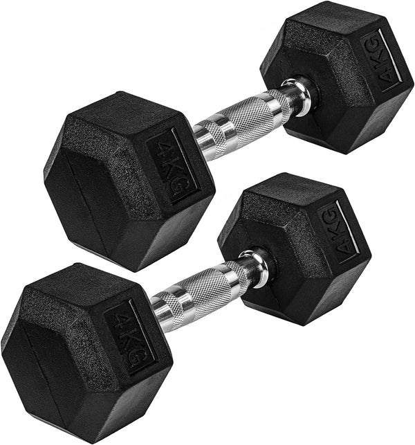 Hexagon hantelių pora 4–60 kg su gumine danga