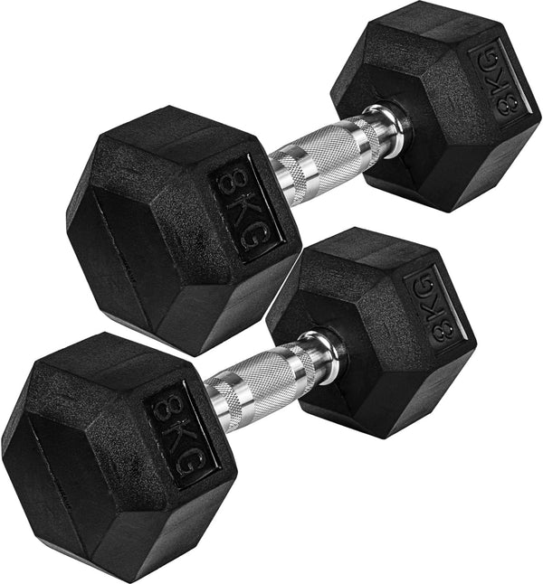 Hexagon hantelių pora 4–60 kg su gumine danga