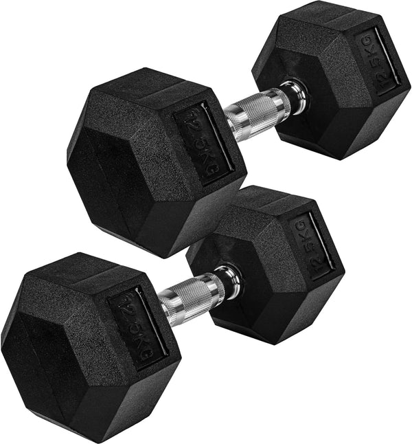 Hexagon hantelių pora 4–60 kg su gumine danga