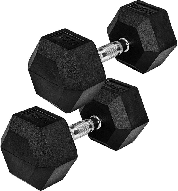 Hexagon hantelių pora 4–60 kg su gumine danga