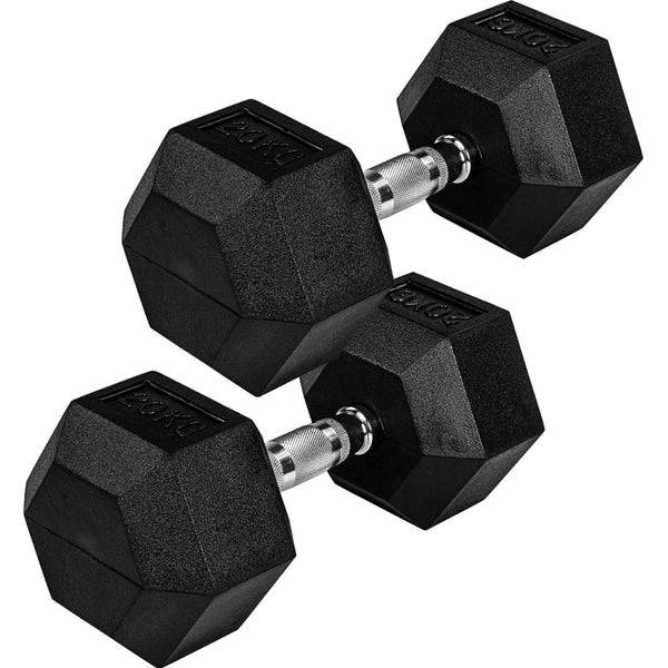 Hexagon hantelių pora 4–60 kg su gumine danga