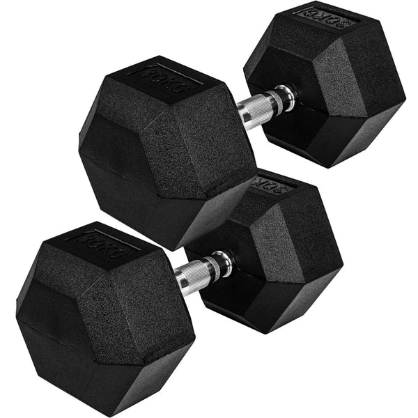 Hexagon hantelių pora 4–60 kg su gumine danga