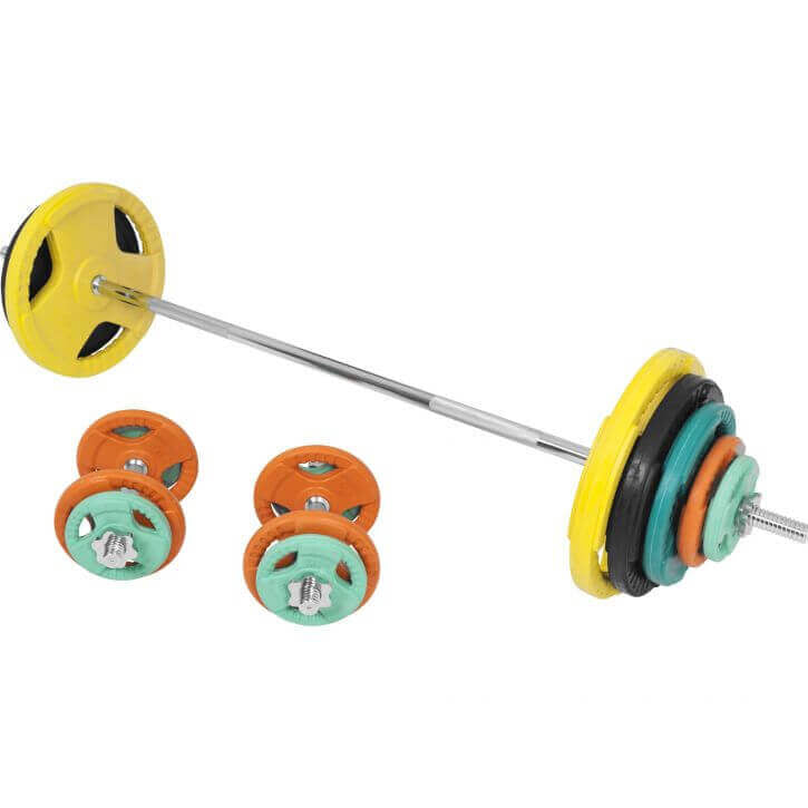 Guma dengtas štangos rinkinys 100 kg 30 mm