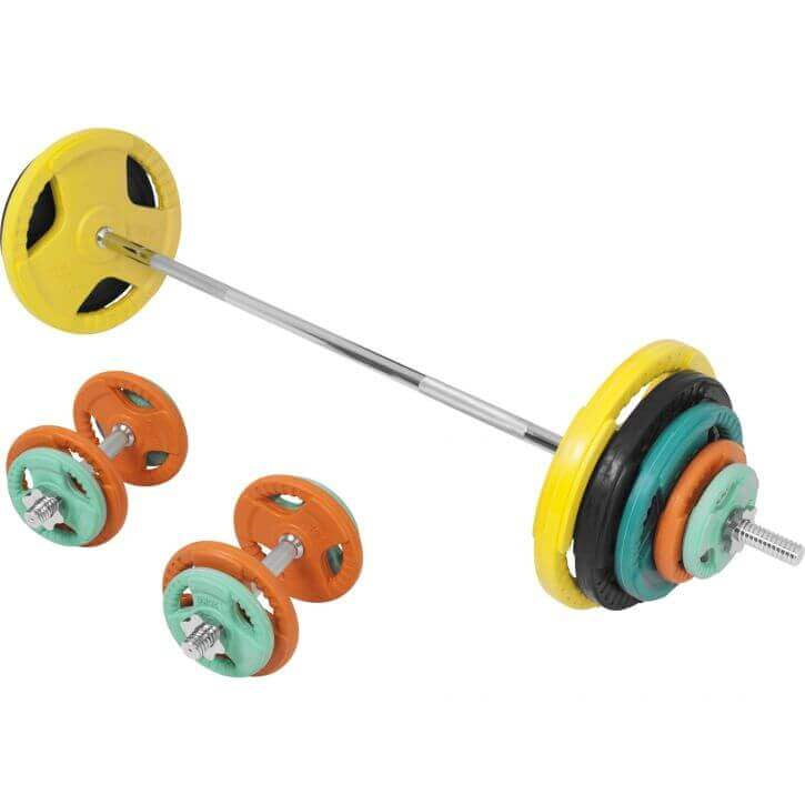 Guma dengtas štangos rinkinys 100 kg 30 mm