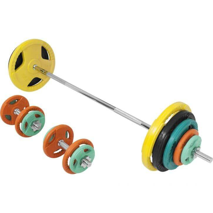 Guma dengtas štangos rinkinys 100 kg 30 mm