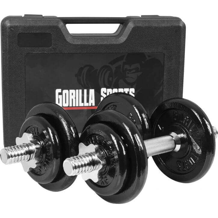 Ketaus hantelių rinkinys 20 kg su lagaminu